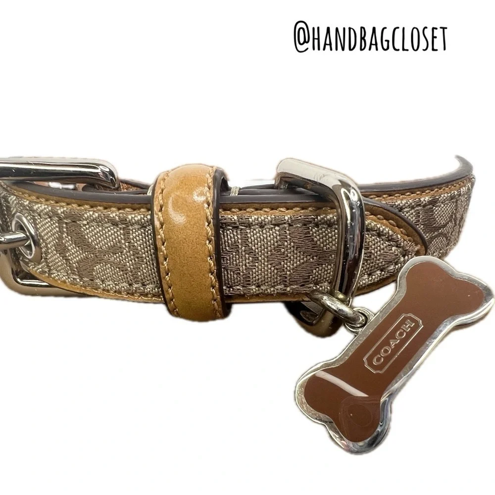 Coach Signature Light Brown Tan Leather Vintage Size S  Small 11-13” Dog Collar
